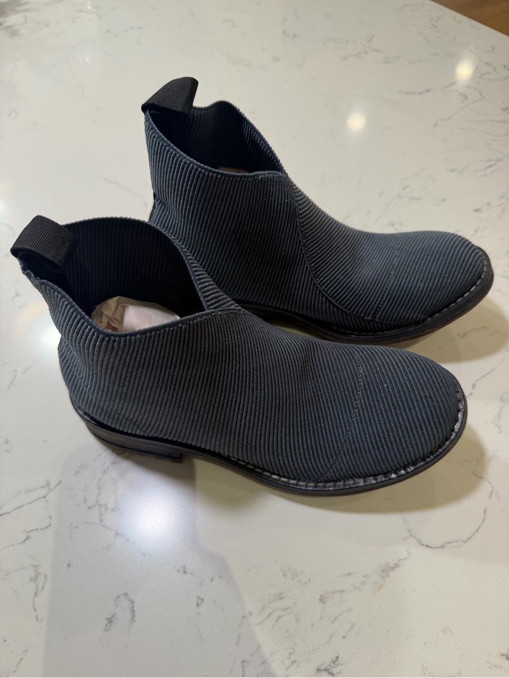 CHARLESTON SHOE CO. Black Ribbed Knit Ankle Booties